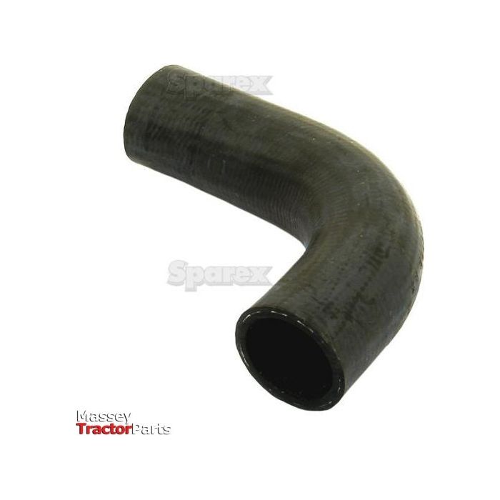 Curved black rubber Top Hose featuring the Sparex logo in gray, displayed against a white background, paired with a Massey Ferguson hose clip. (Inner Ø of both ends: 35mm | Sparex Part No. S.40019)