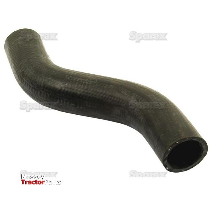 A black, curved rubber hose against a white background, branded with "Sparex" and "Massey Tractor Parts." The robust design of the Sparex Top Hose (Part No. S.41825) with an inner diameter of 36mm at both ends showcases the quality of this Massey Ferguson component.