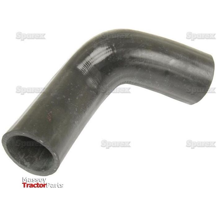 The image features a black rubber elbow hose pipe designed for agricultural machinery, presented on a white background. It includes watermarks from "Spar" and text indicating "Massey Tractor Parts." The product, named Top Hose (Sparex Part No. S.41827), serves as an ideal replacement for Massey Ferguson 365 models and adheres to Sparex S.4439 specifications with an inner diameter of 52mm at both ends.