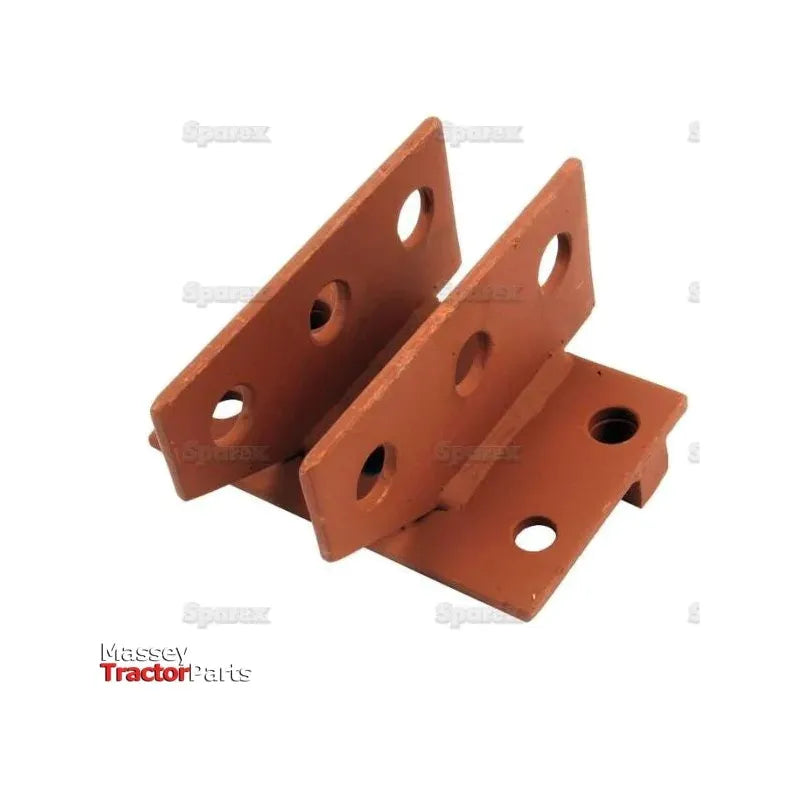 An orange metal bracket labeled "Massey Tractor Parts," featuring six circular holes, serves as a Top Link Bracket (Sparex Part No. S.70547) by Sparex, compatible with Yanmar and Sparex assemblies.