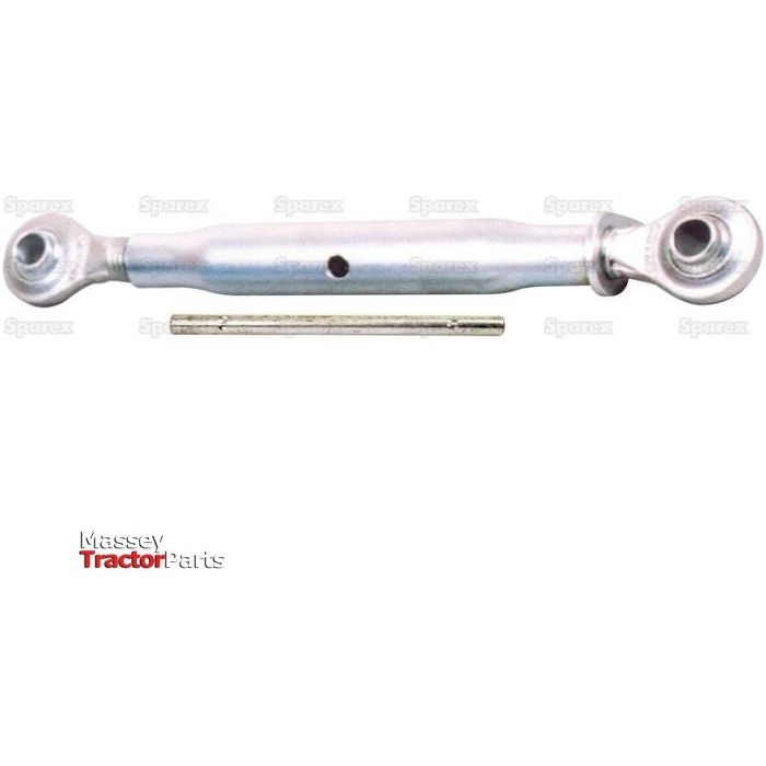 A metal tractor part from Sparex called the "Top Link (Cat.1/1) Ball and Ball, 1 1/8'', Min. Length: 555mm. - S.470" is essential for optimal performance. This Top Link ensures durability and efficiency in your field operations.