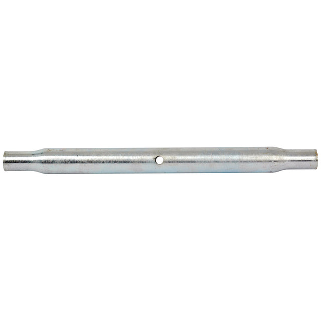 The Top Link Centre Tube - S.331 by Sparex is a metal rod featuring a small hole in the center and two slightly tapered ends, making it suitable for various manufacturing applications.