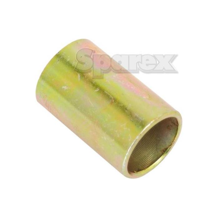 The Sparex Top Link Conversion Bush (Cat. 3 to 2) - S.3008 is a cylindrical metal coupling with a yellowish-gold finish and internal threading, suitable for various applications.