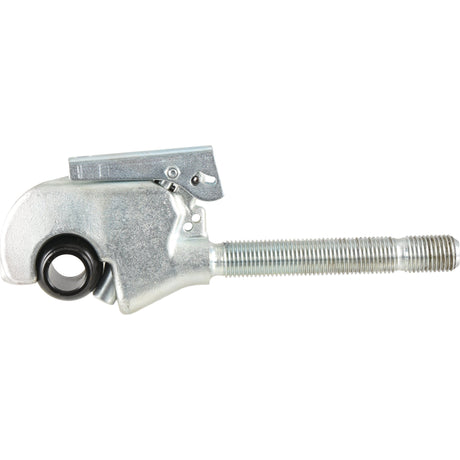 Close-up of a metallic Top Link Forged Hook - Cat. 2 from Sparex, featuring a threaded bolt with an M27 x 3.00 (RH) thread size and an attached lever mechanism, designed for tensioning applications. The thread length is 165mm, and the overall length extends to 325mm.