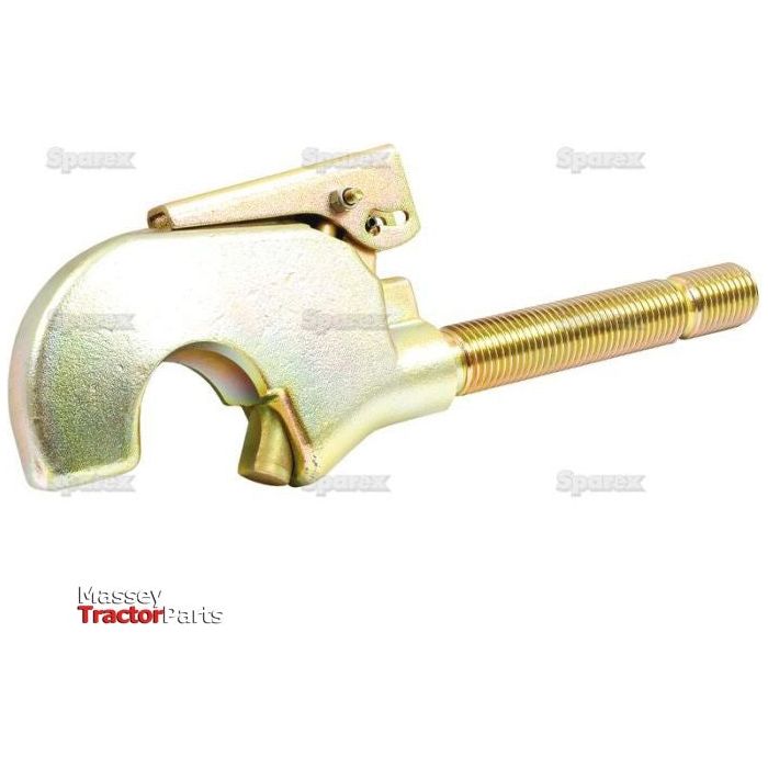 The Top Link Forged Hook - Cat. 3, S.33045 by Sparex, featuring a 1 1/4'' (RH) threaded bolt and an integrated locking mechanism, is displayed against a white background with detailed product specifications.