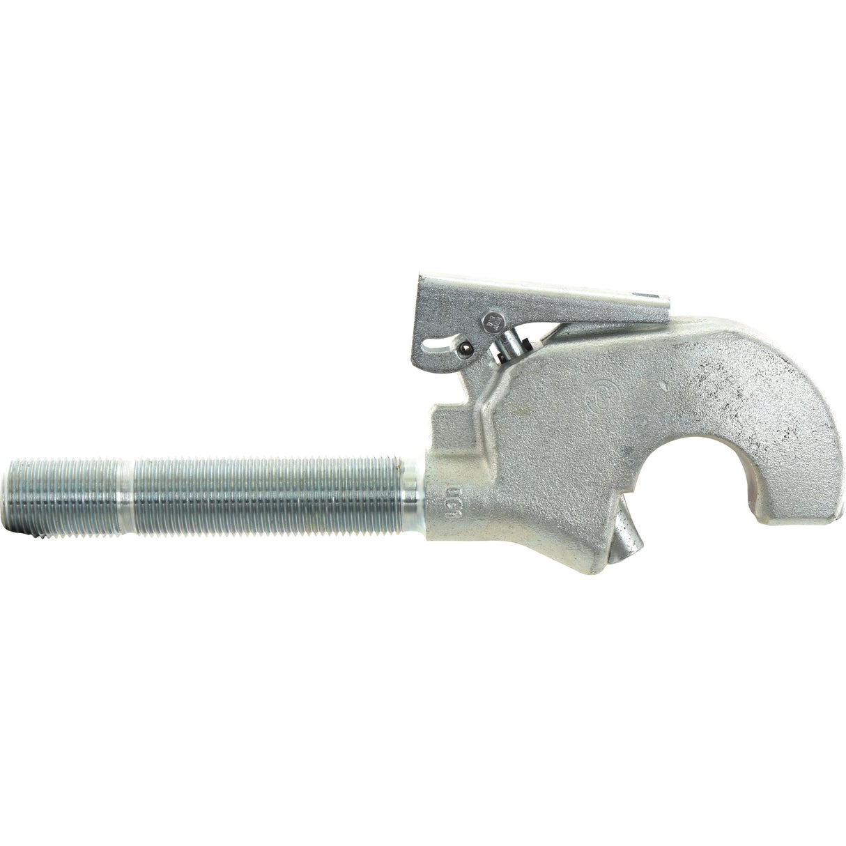 Introducing the Sparex Top Link Forged Hook - Cat. 3, featuring a 1 3/8'' RH threaded bolt. This heavy-duty metallic clamp is perfect for securing pipes or tubes in place, making it ideal for applications that demand firm alignment and robust support.