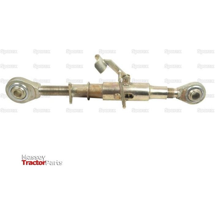 Displayed against a white background, the Sparex Top Link Heavy Duty (Cat.2/2) Ball and Ball, M36 x 3.00, with a minimum length of 540mm (S.20719), features the Massey Tractor Parts logo in the bottom left corner. This robust implement ensures reliable performance.