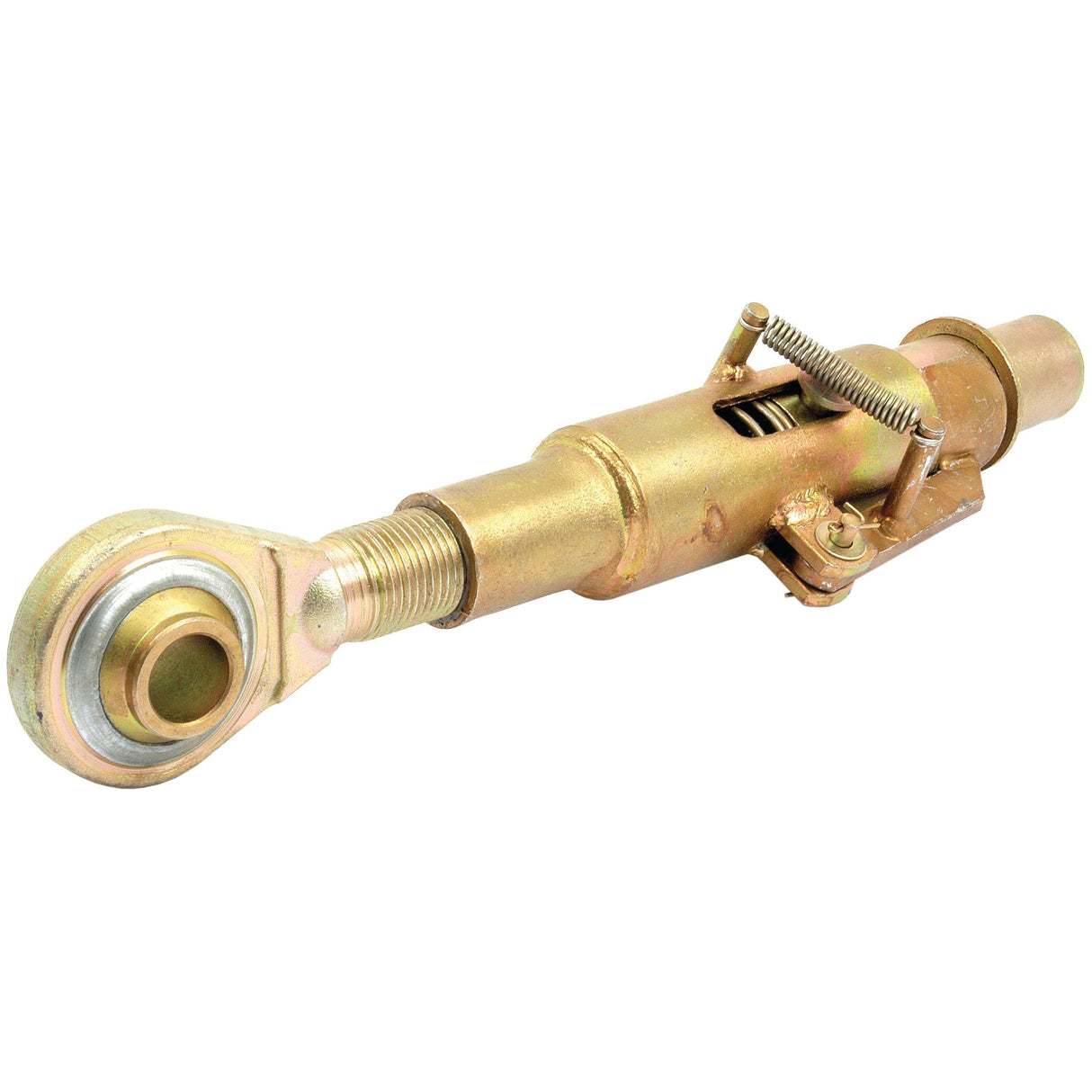 The Top Link Heavy Duty (Cat.2/-) Ball and Ball, M36 x 3.00, Min. Length: -mm. - S.21254 by Sparex is a robust metal mechanical linkage featuring a threaded rod, spherical bearings, and a spring-loaded mechanism.