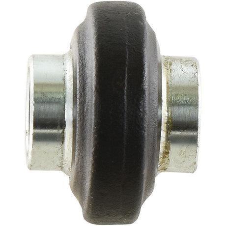 The Top Link Weld On Ball End (Cat. 2) by Sparex, Part No. S.311, is a metal bearing with a central black component and two silver cylindrical ends, compatible with John Deere machinery.