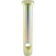A cylindrical metal pin with a flat head and a single hole near the bottom, classified as the Top link pin 19x88mm Cat. 1, Sparex Part No.S.29230.
