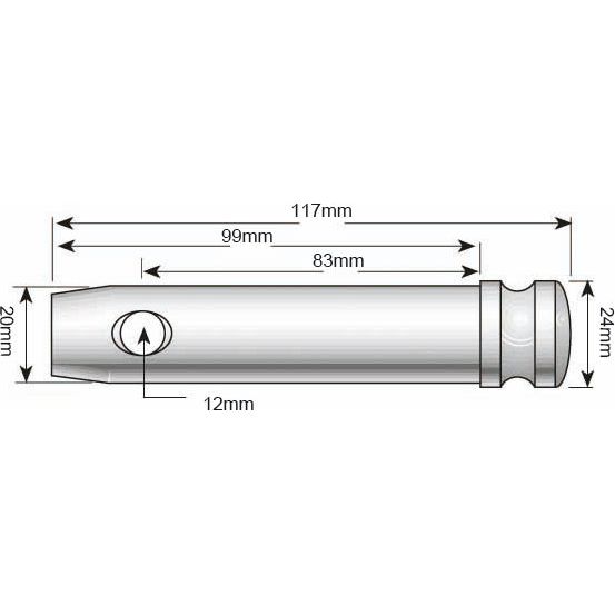 Top link pin 20x83mm Cat. 1
 - S.900423 - Massey Tractor Parts