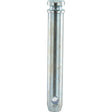 A Sparex Top Link Pin 25x142mm Cat. 2, with a hole near its bottom and a grooved top end, is designed with an overall length suitable for various applications.