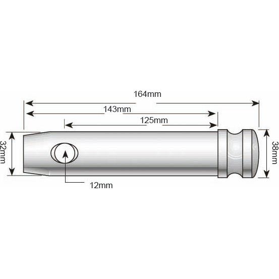 Top link pin 32x125mm Cat. 3
 - S.903026 - Massey Tractor Parts