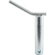 A metal pipe called the Top link pin - Double shear 32x135mm Cat.3 from Sparex (Part No.S.21660) features a small welded extension at an angle, with a hole at the bottom end and a working length of 135mm.