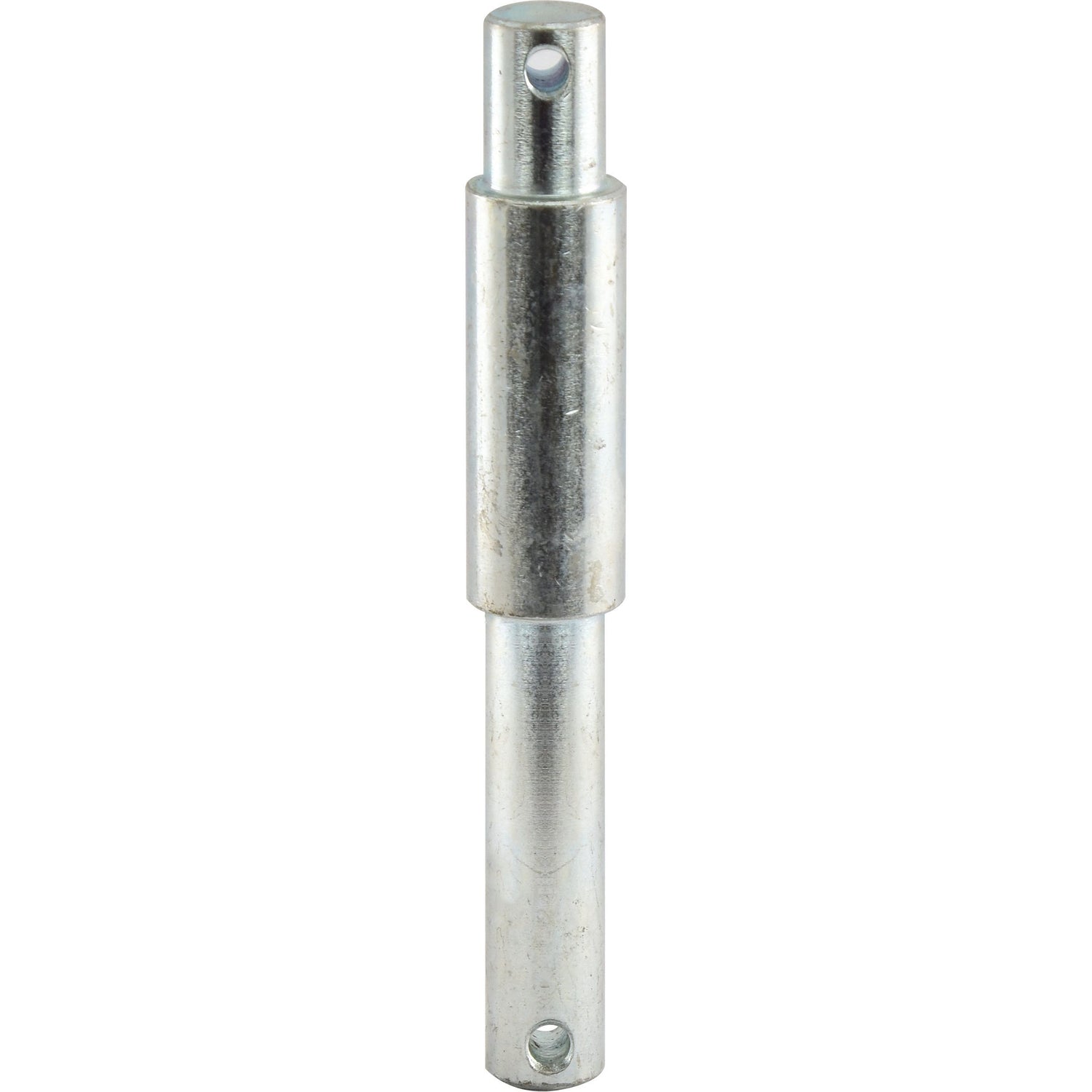 The "Top Link Pin - Dual Category 19 - 25 - 19mm Cat.1/2" from Sparex (Part No. S.3234) is a metal cylindrical shaft with two holes drilled near each end, used as a pin or connector in mechanical assemblies. The pin diameter ensures precise fitment, while the accurately sized holes accommodate secure attachment.