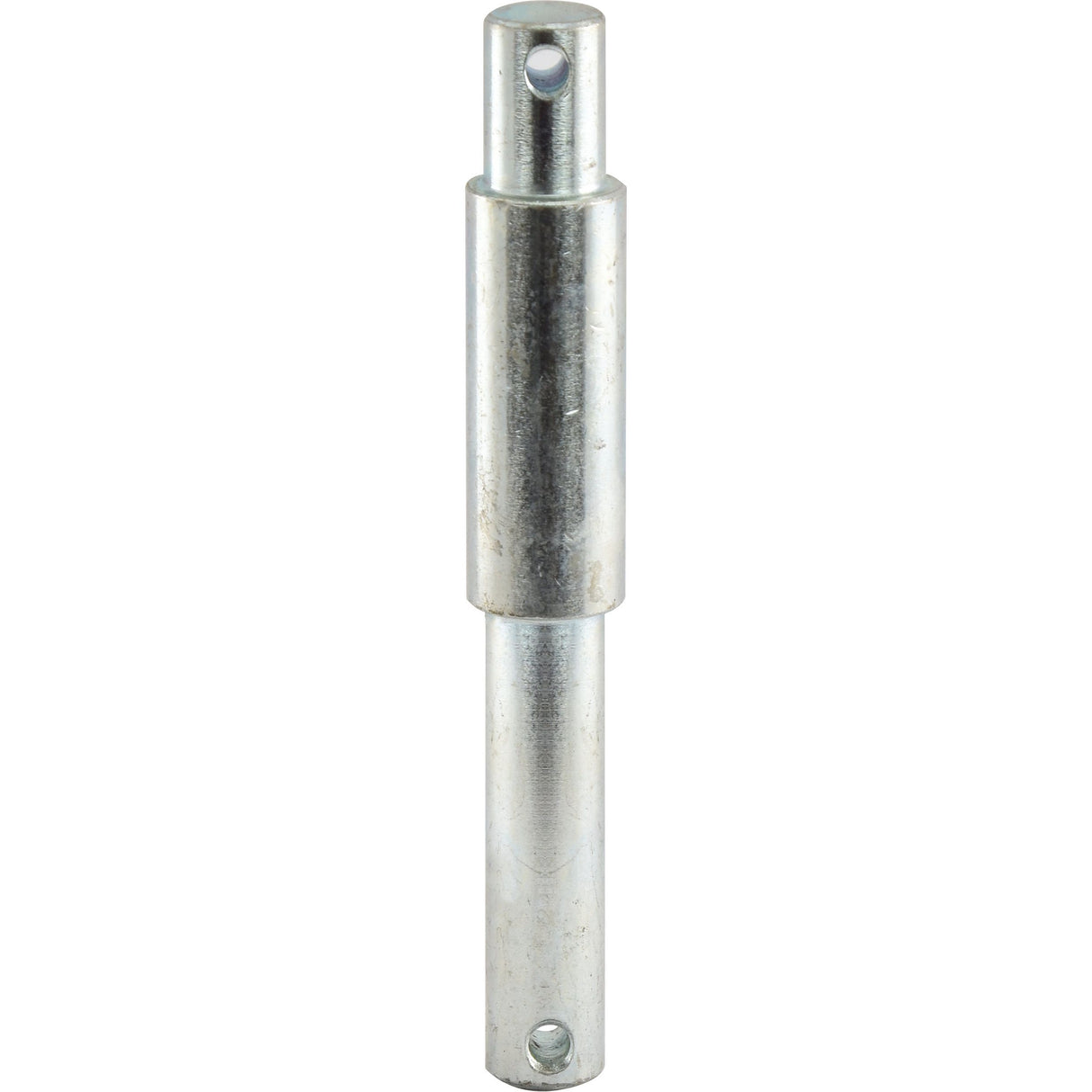 The "Top Link Pin - Dual Category 19 - 25 - 19mm Cat.1/2" from Sparex (Part No. S.3234) is a metal cylindrical shaft with two holes drilled near each end, used as a pin or connector in mechanical assemblies. The pin diameter ensures precise fitment, while the accurately sized holes accommodate secure attachment.