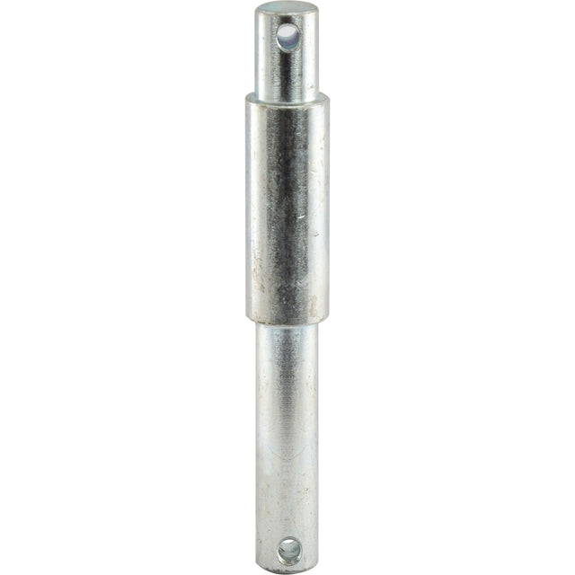 The "Top Link Pin - Dual Category 19 - 25 - 19mm Cat.1/2" from Sparex (Part No. S.3234) is a metal cylindrical shaft with two holes drilled near each end, used as a pin or connector in mechanical assemblies. The pin diameter ensures precise fitment, while the accurately sized holes accommodate secure attachment.