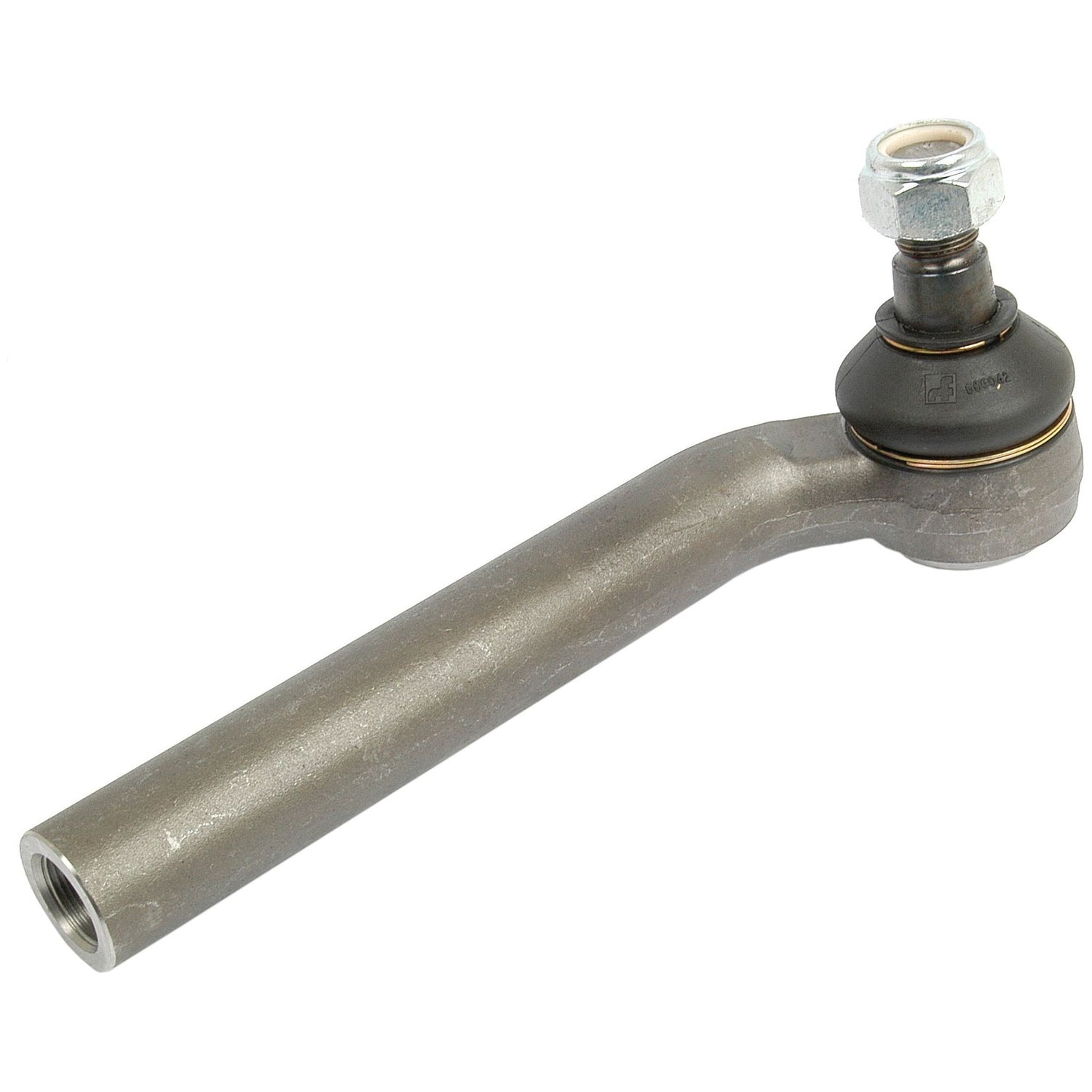 Close-up of a Sparex Track Rod, Length: 260mm - S.21187 for John Deere, showcasing a cylindrical arm and ball joint with a nut and bolt for attachment.