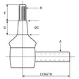Technical drawing of a Sparex Track Rod for a Massey Ferguson with various dimensions labeled, including "LENGTH" (270mm), "ØC," "A," "B," "D," and "E." The part features both a threaded section and a cylindrical section. Sparex Part No.S.137462.
