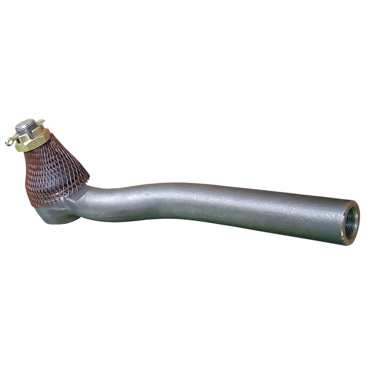 Image of a bent metal pipe with a brown mesh cover and a screw attachment on one end, featuring an M24 x 1.5 RH female thread compatible with Sparex Track Rod, Length: 295mm - S.21199.