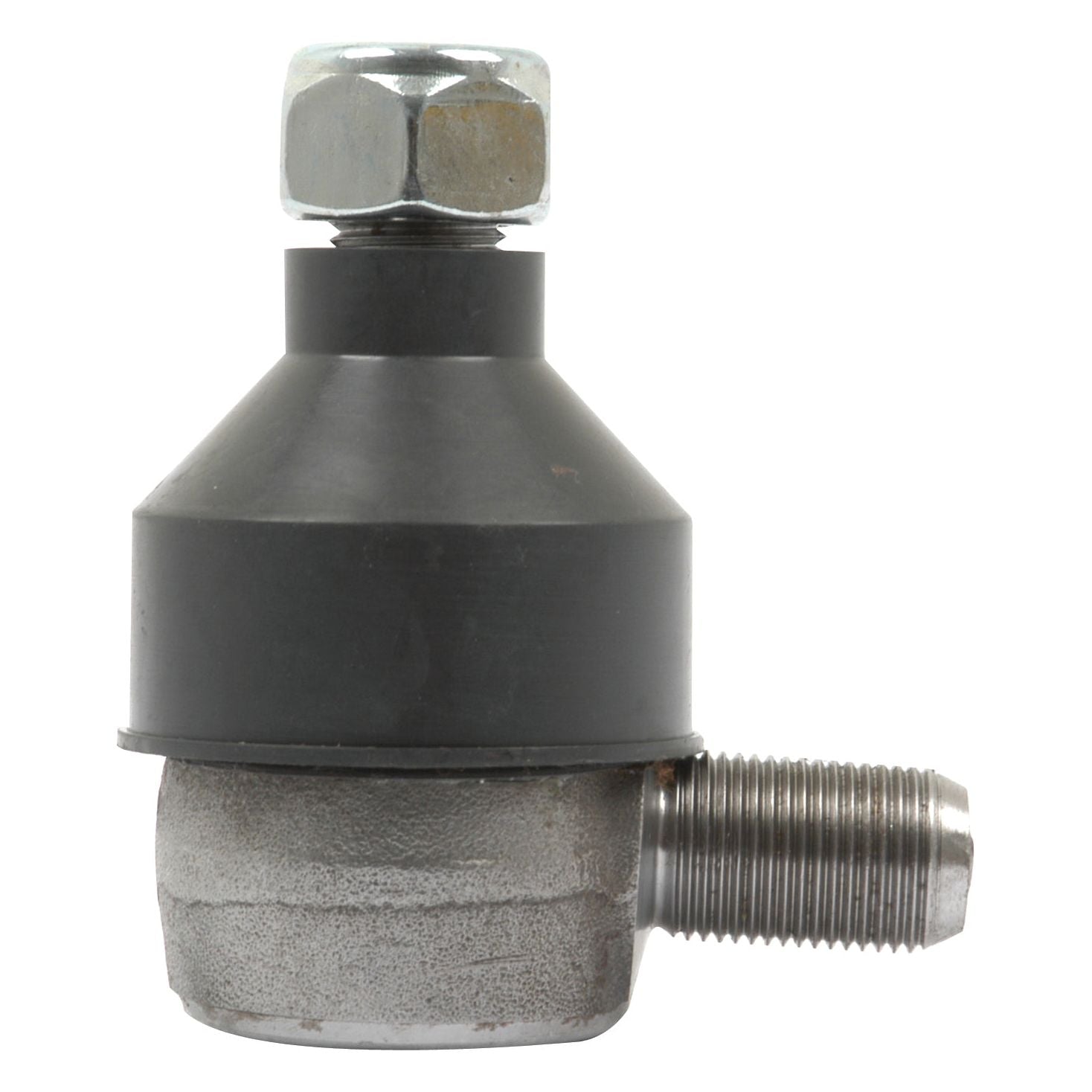 Close-up of a metal automotive part, the Track Rod (53mm - S.71114) by Sparex, featuring two threaded sections—one on top and one on the side—with an 11/16" x 18tpi male thread for connecting components. Ideal for use with other Sparex products.