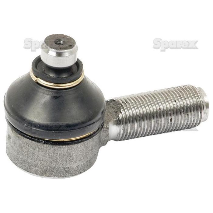 A metal ball joint with a threaded rod, featuring an M18 x 1.5 RH male thread - straight, and a black rubber boot, available as the Track Rod from Sparex (66mm - S.57545).