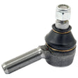 Close-up of a Sparex Track Rod (S.42161), a threaded metal automotive ball joint with a rubber seal and hex nut, featuring a precise 19tpi male thread, on a white background. This part measures 76mm in length.