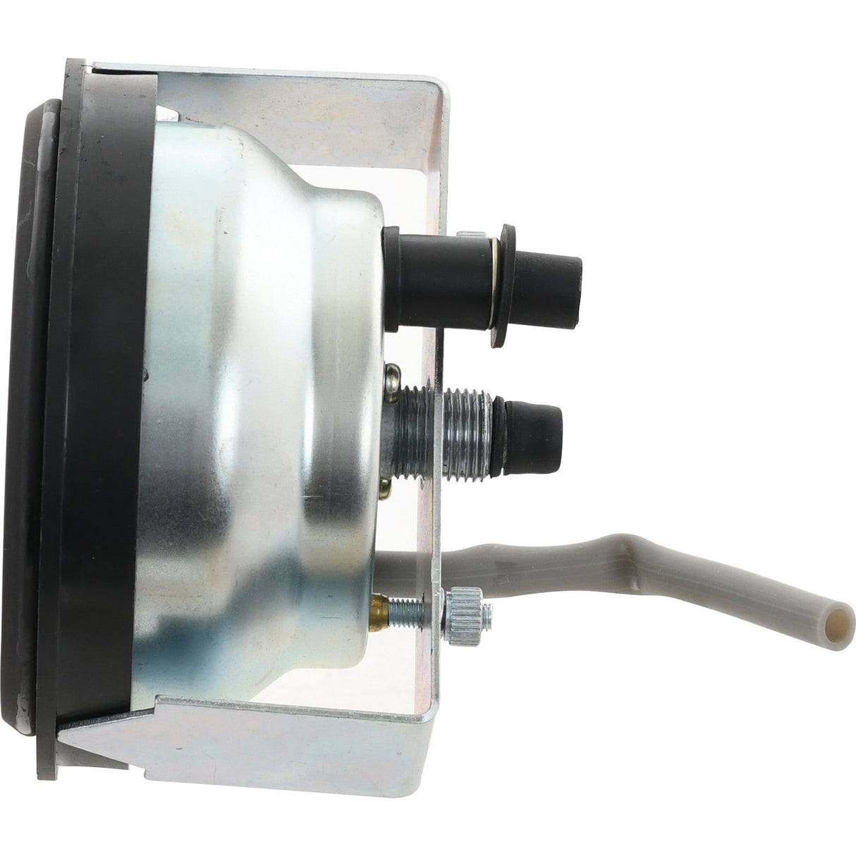 Close-up of a Sparex Tachometer (MPH), Part No. S.61857, featuring two cylindrical connectors and an attached flexible tube, compatible with John Deere machinery, with a diameter of Ø115mm.