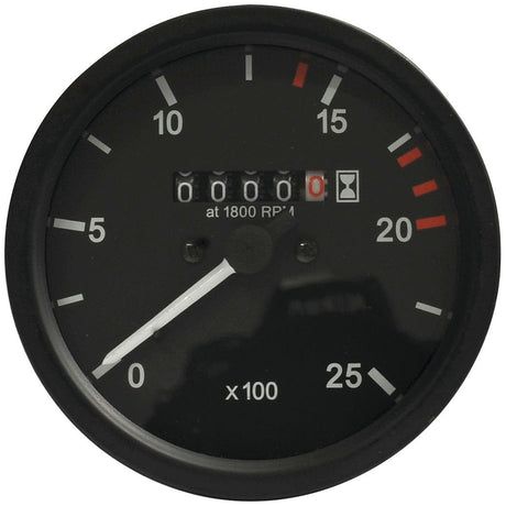 Close-up of an analog gauge displaying a reading from 0 to 25 with the needle pointing slightly above 5. The dial, marked "at 1800 RP-1," features a Tacho Drive and five digits showing 00000 below the needle. This product is the Tachometer | Sparex Part No.S.119835 by Sparex.