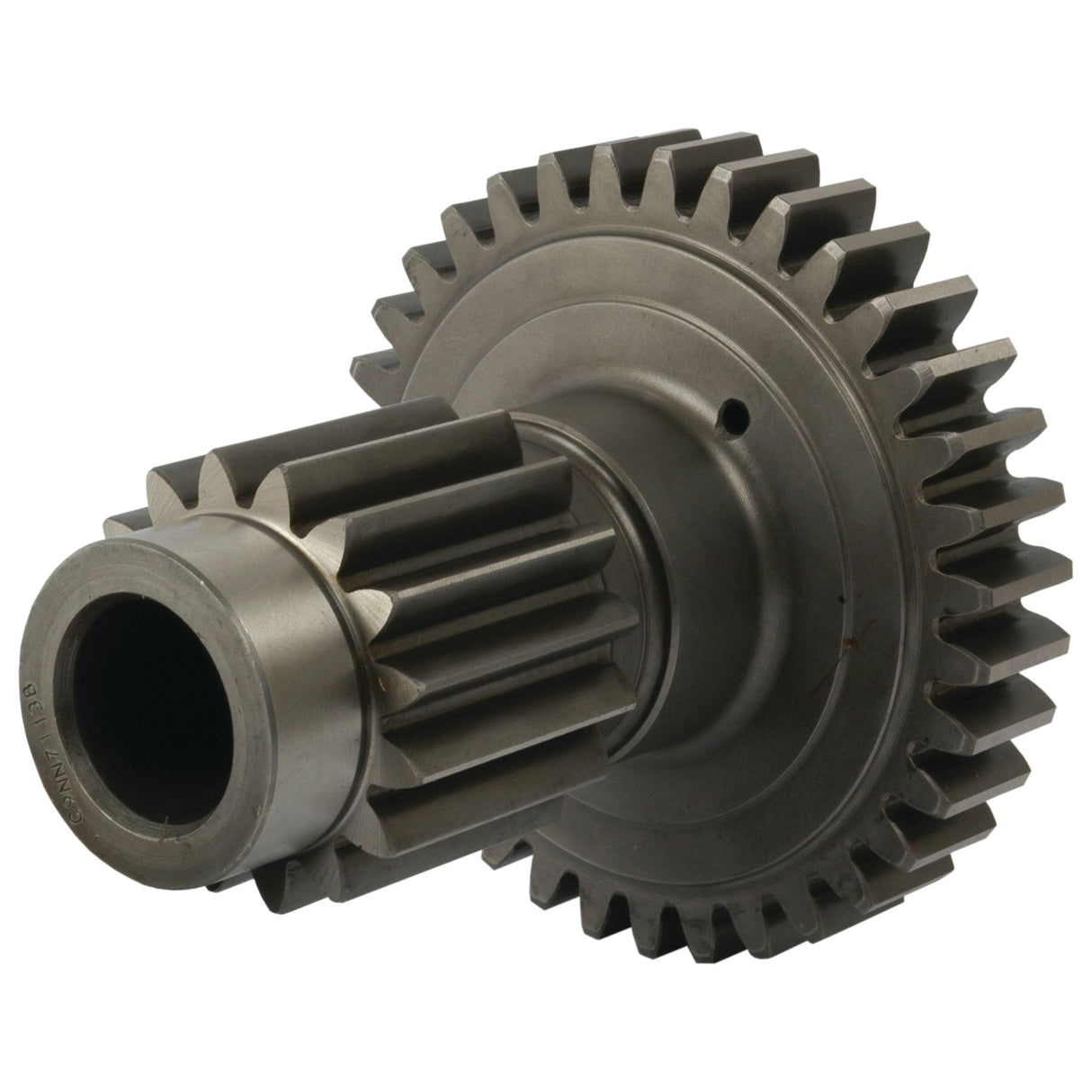 A close-up view of the Sparex Transmission Countershaft Gear (Part No. S.66123) featuring interlocking teeth and a cylindrical shaft, designed for Ford New Holland machinery or automotive applications.