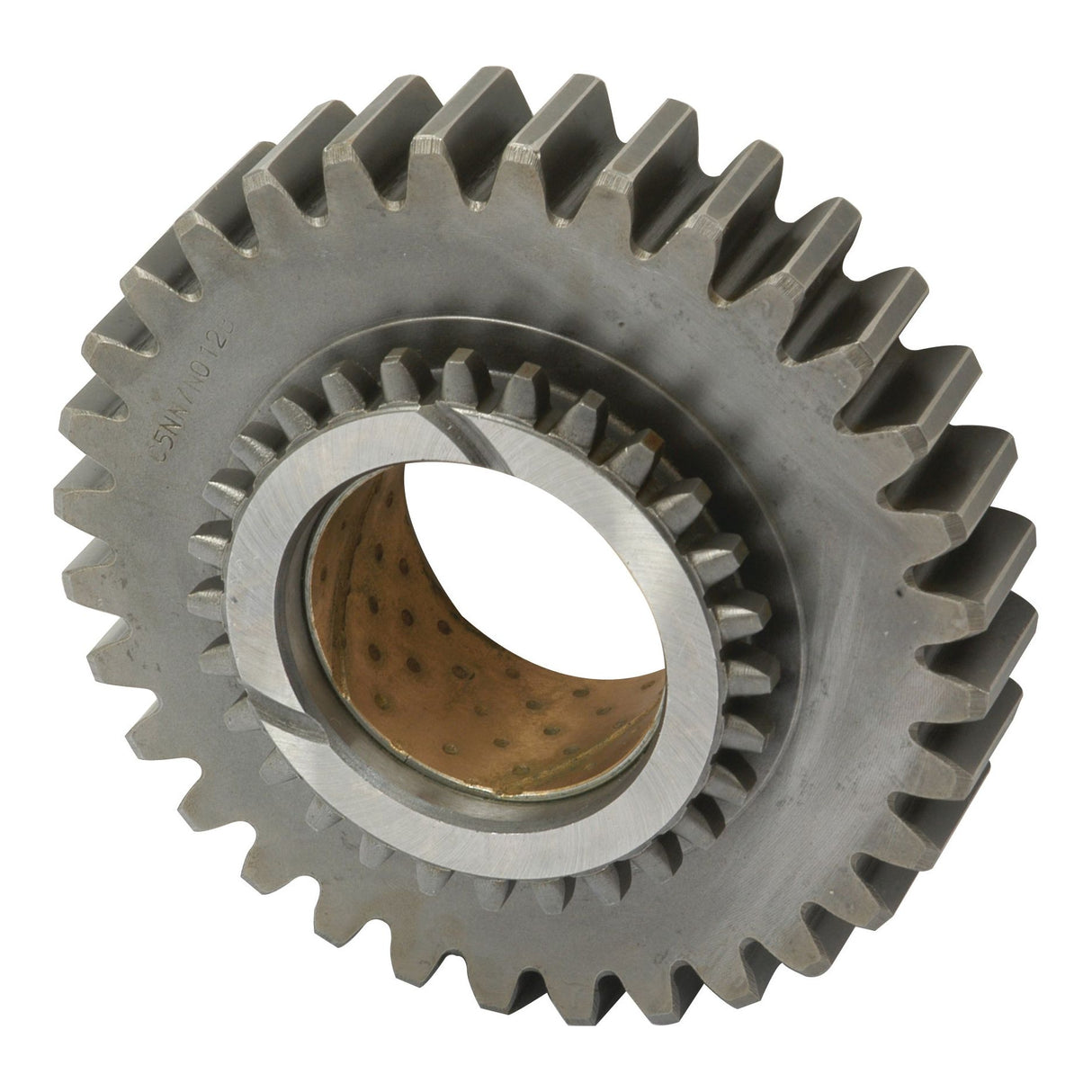 A close-up image of the Transmission Gear Reverse (Sparex Part No. S.65340) with interlocking teeth and a central hollow cylindrical opening, designed specifically for Ford New Holland machinery by Sparex.