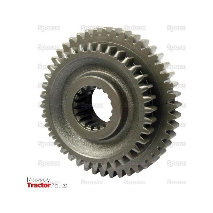 A transmission gear with interlocking teeth, designed for machinery, featuring the logo "Massey Tractor Parts" and the watermark "Sparex," product name Transmission Gear | Sparex Part No. S.40753 from the brand Sparex.