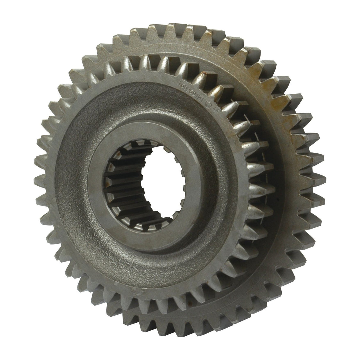 A close-up image of the Sparex Transmission Gear - 2nd & 4th (Sparex Part No. S.41852) showcases interlocking teeth and a central hole for mounting, reminiscent of the durable components used in Massey Ferguson machinery.