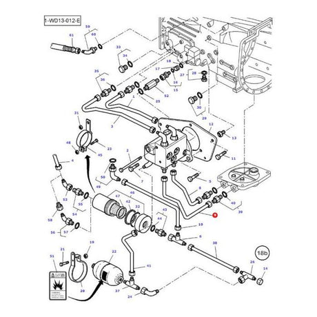 A detailed technical diagram illustrating various interconnected components of a mechanical or hydraulic system, including pipes, fittings, and connectors. Items are numerically labeled for reference, such as the Massey Ferguson - Tube - 3792306M1 from the brand AGCO.