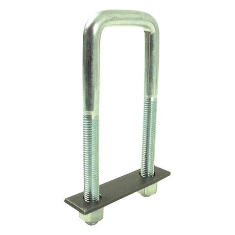 A Sparex U-Bolt (Sparex Part No. S.55906) with M12 threads and a length of 148mm, featuring two threaded ends that are secured by a metal plate, nuts, and washers.
