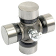 Close-up of the Sparex Universal Joint 24.0 x 62.5mm (Sparex Part No.S.43421) with four cylindrical ends and a central component featuring a grease fitting.