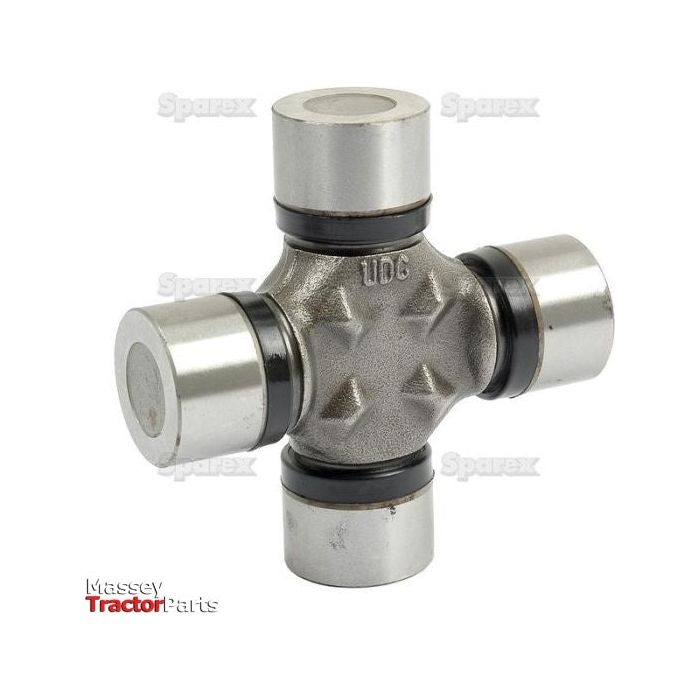 Close-up of a universal joint for a tractor, marked "106" with cylindrical ends. The logo "Sparex" is visible at the bottom left corner, compatible with International Harvester models. This is the Universal Joint 27 x 81.50mm, Sparex Part No.S.22508.