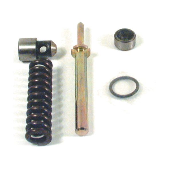 A Valve Assembly (Sparex Part No. S.60546) from the brand Sparex, along with a spring, a rod with a pointed end, and three other small metal components typically used in machinery such as a John Deere hydraulic pump, are arranged on a white background.
