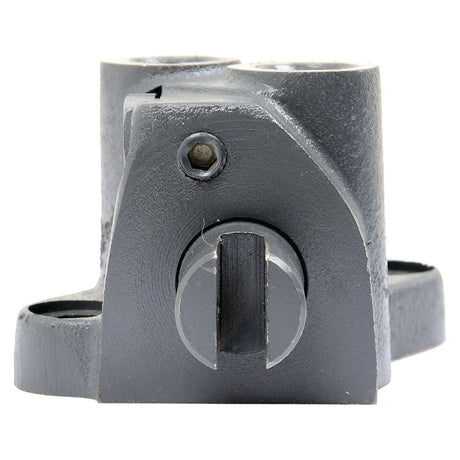 A close-up view of a black metal mechanical component, reminiscent of the Valve Assembly (Sparex Part No.S.68325), featuring a cylindrical structure with a bolt and groove at the front, manufactured by Sparex.