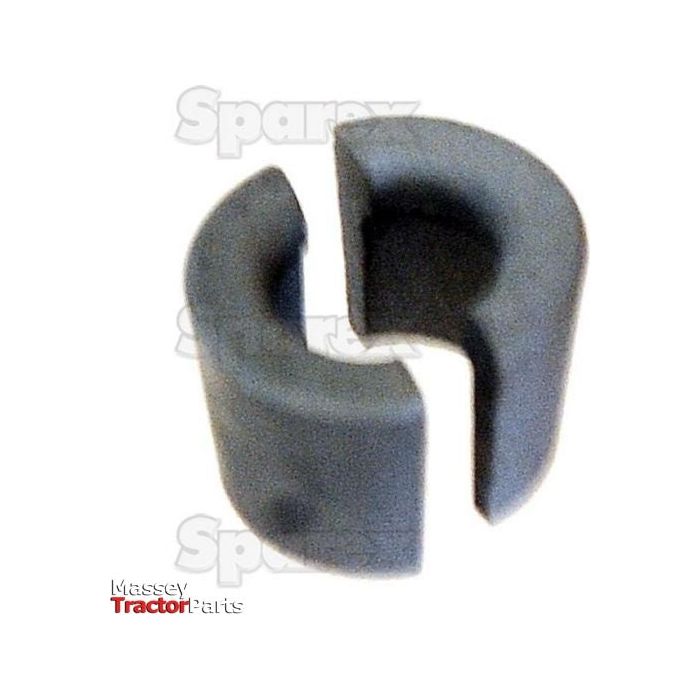 Close-up of a black, U-shaped rubber part with a split on one side, branded as Sparex and labeled as Massey Tractor Parts, perfectly fitting for Massey Ferguson Diesel Engine applications. This product is known as Valve Collet | Sparex Part No. S.43278.