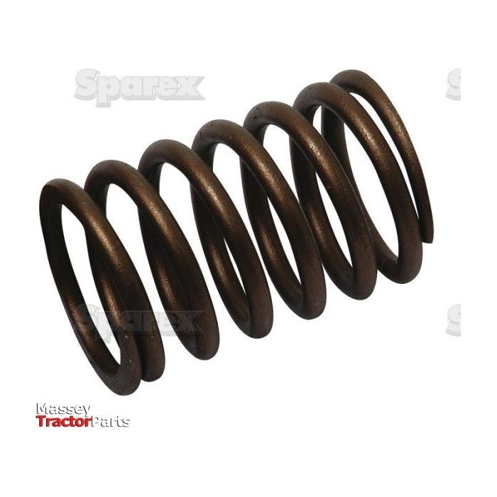 Close-up of a dark brown Valve Spring - Outer (Sparex Part No. S.40505) against a white background, with faint Sparex logos slightly visible in the background. Compatible engines include various Perkins models.