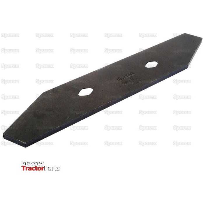 An angled black metal blade with hexagonal holes, labeled "Sparex" and "Massey Tractor Parts" in the bottom left corner, perfect for those needing a reliable OE Reference—introducing the Landside - LH (Dowdeswell) - S.127528.
