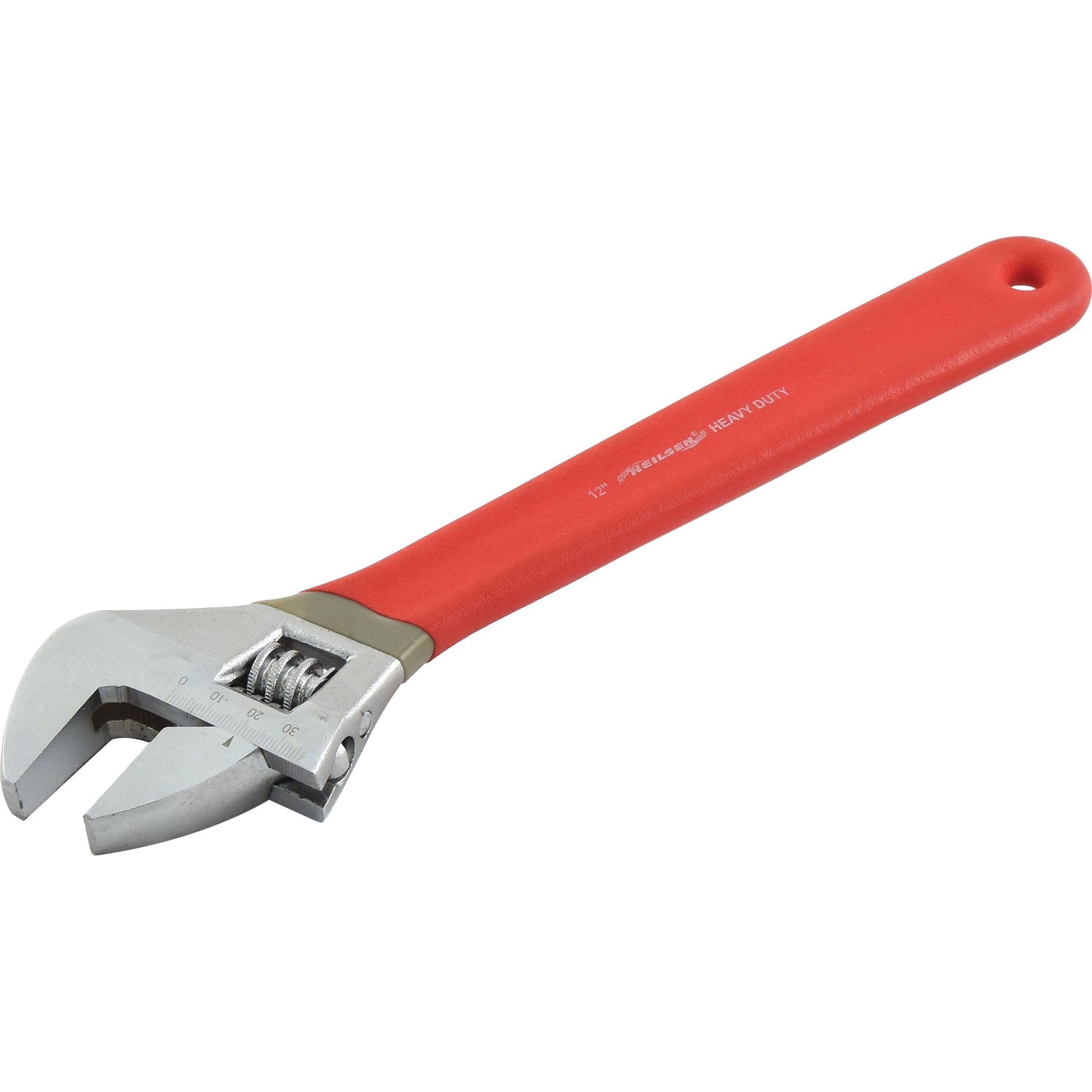 A Sparex Adjustable Spanner - Length 300mm (12'') with a red handle and metallic jaw, designed for gripping and turning various sizes of nuts and bolts. Part No. S.4988.