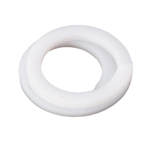 A white, circular AGCO Washer Stand Pipe (361160X1) with a smooth surface, featuring a central hole and a slight groove along one side, compatible with Massey Ferguson 100 Series equipment.