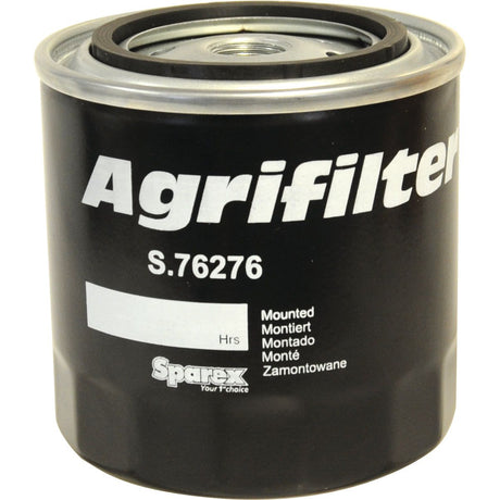 A black cylindrical water filter with the Sparex Part No. S.76276 serves as a mounted coolant filter for Case IH machinery.