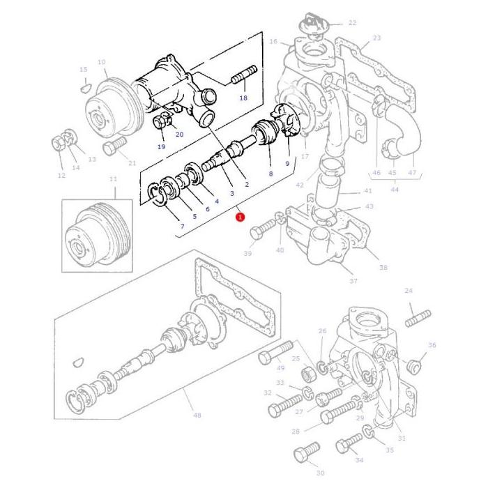 Water Pump - 4222002M91 - Massey Tractor Parts