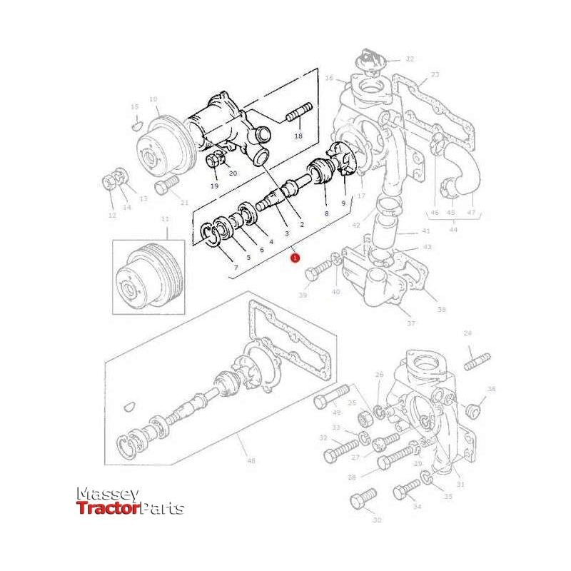 Massey Ferguson Water Pump - 4222002M91 | OEM | Massey Ferguson parts | Water Pump Assemblies-Massey Ferguson-Cooling Parts,Engine & Filters,Farming Parts,Tractor Parts,Water Pump Assemblies,Water Pumps & Repair Kits