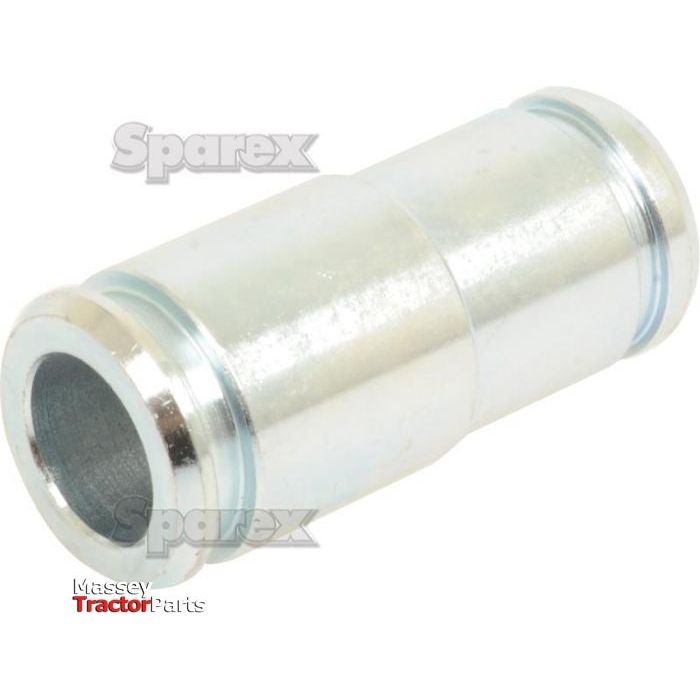 The Water Pump Adapter Kit - S.58981 by Sparex, labeled "Massey Tractor Parts," features a cylindrical metallic sleeve with a smooth finish and open ends, designed to act as a straight connector for various applications.