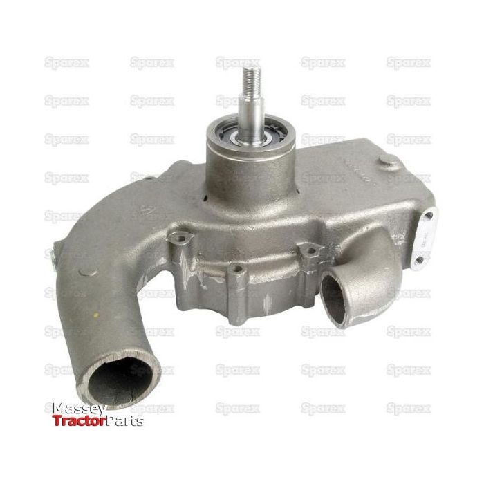 A metal mechanical part with a cylindrical extension and multiple openings, labeled "Water Pump Assembly" and "Sparex Part No. S.42126.