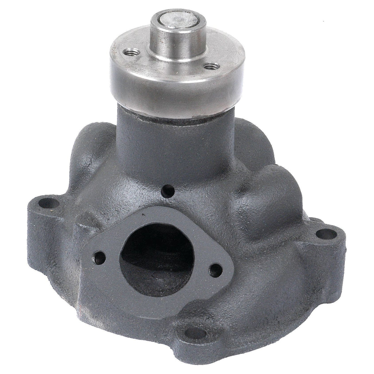 The Sparex Water Pump Assembly (S.59032) features a cast metal engine component with a cylindrical top section, multiple bolt holes, and a central circular opening at the bottom that seamlessly integrates an impeller for enhanced functionality.